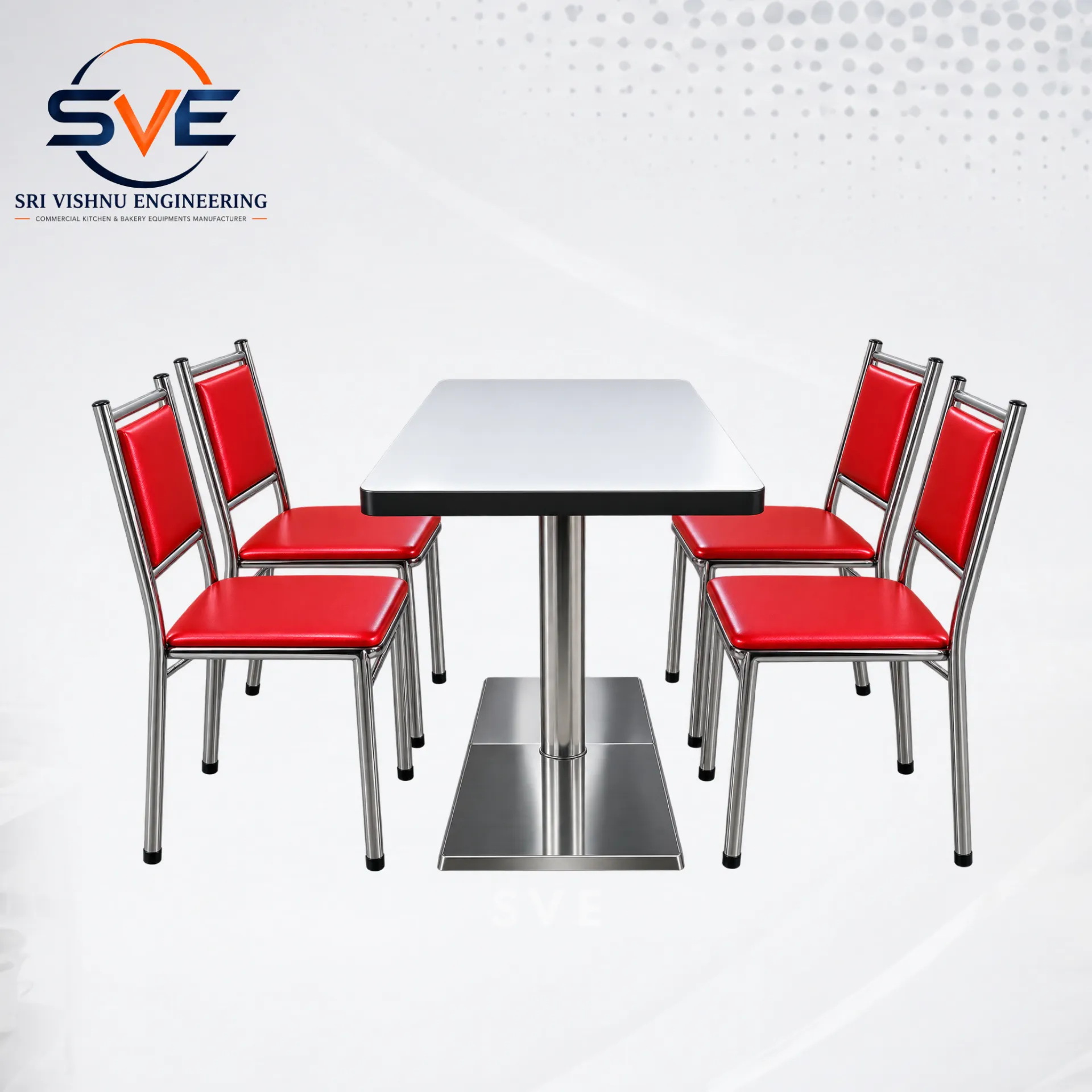 Restaurant Table Set - SS &amp; Red