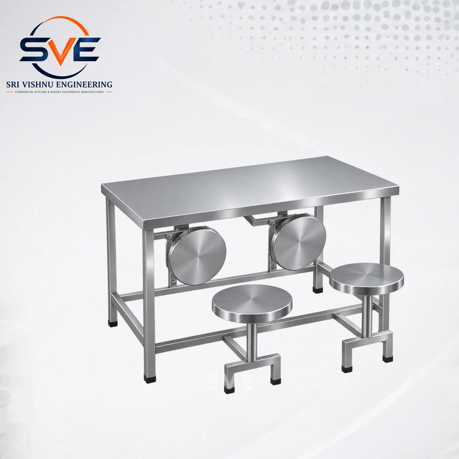 4-Seater Canteen Table with Stools